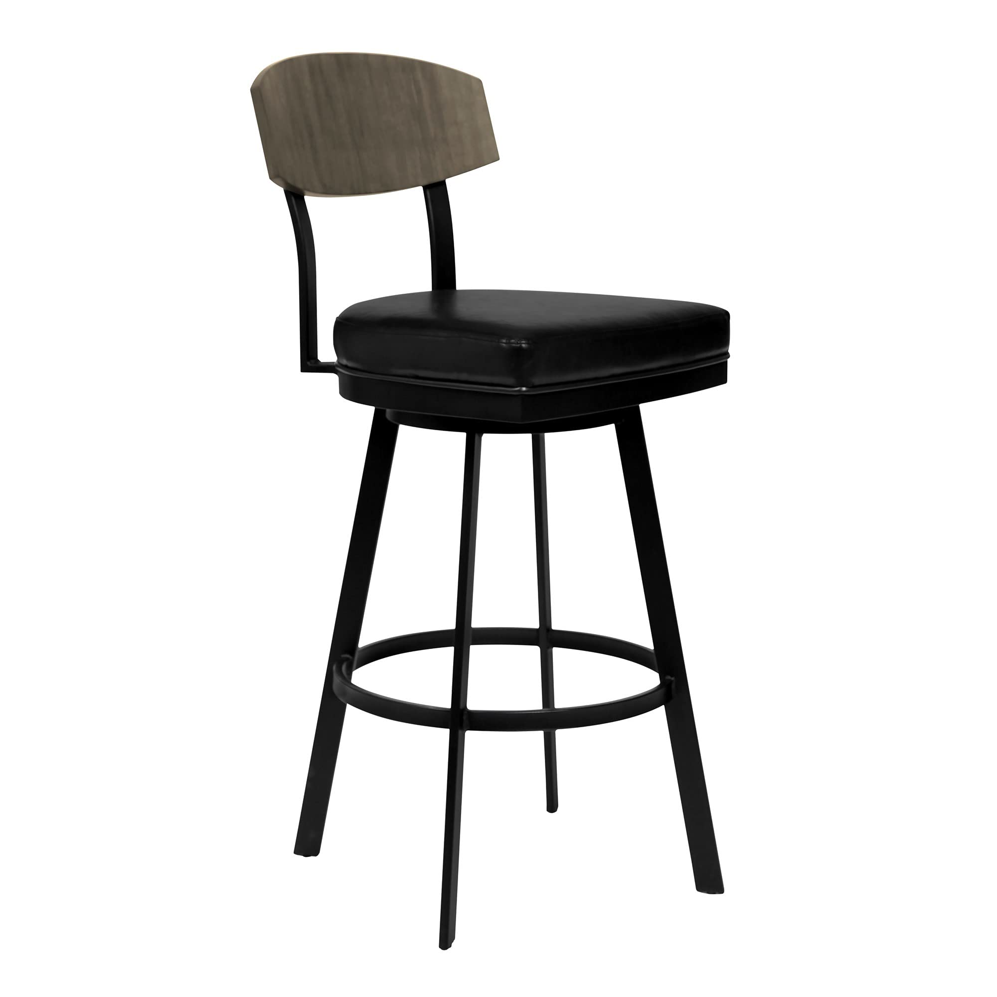 Benjara Bm236779 26 In. Metal & Leatherette Swivel Barstool Black