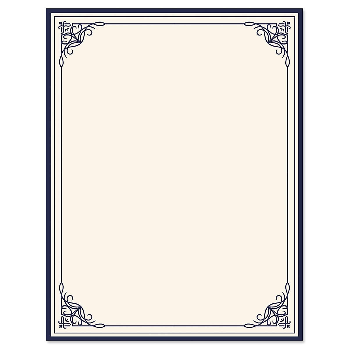 Scrolls Letter Papers - 25 Sheets Computer Printer Stationery For New Years Celebrations, Formal Parties, Graduation Announcemen