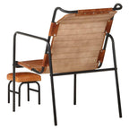 vidaXL Vintage-Style Relaxing Armchair with Footrest in Brown Real Leather, Comfortable Seat and Backrest, Durable and Easy-to-Maintain, Perfect for Home and Office