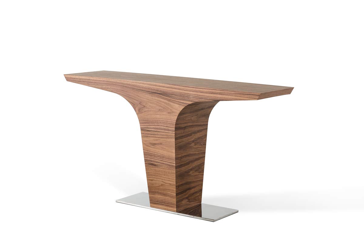 HomeRoots 30' Walnut Veneer and Steel Console Table