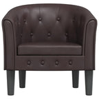vidaXL Modern Tub Chair in Brown Faux Leather - Durable, Stain-Resistant Armchair for Living Room, Bedroom or Office - Comfortable Seat with Thick Padding