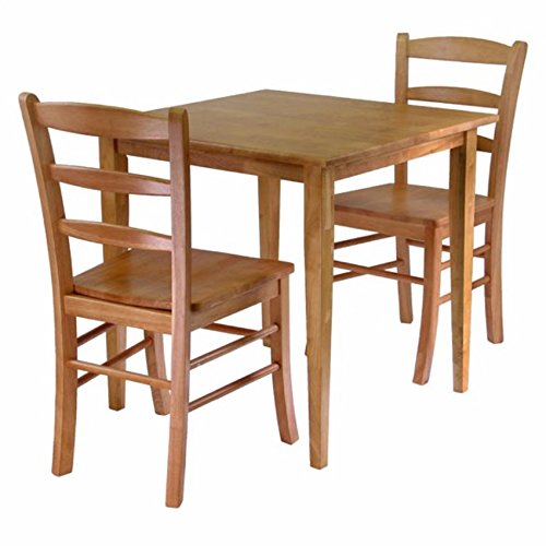 Ergode Shaker-Style Dining Table Set | Solid Wood | Light Oak Finish | 29.5" Square Table | 2 Chairs | Easy Assembly | Complements Various Decor Styles