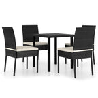 vidaXL Patio Dining Set 5 Piece, Outdoor Dining Set for Garden Yard, Table and Chair for Balcony, Dining Table, Farmhouse Style, Poly Rattan Black