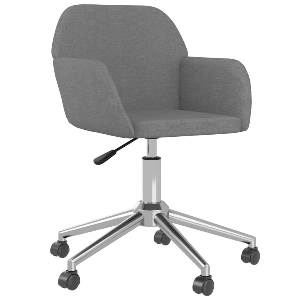 vidaXL Light Gray Office Chair - Swivel Design, 100% Polyester Fabric Material, Adjustable Seat Height, Comfort, Elegance, Includes Armrest, Metal and Plywood Construction