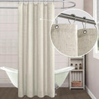 Koufall Linen 54X78 Inch Length Waterproof Linen Fabric Shower Curtain