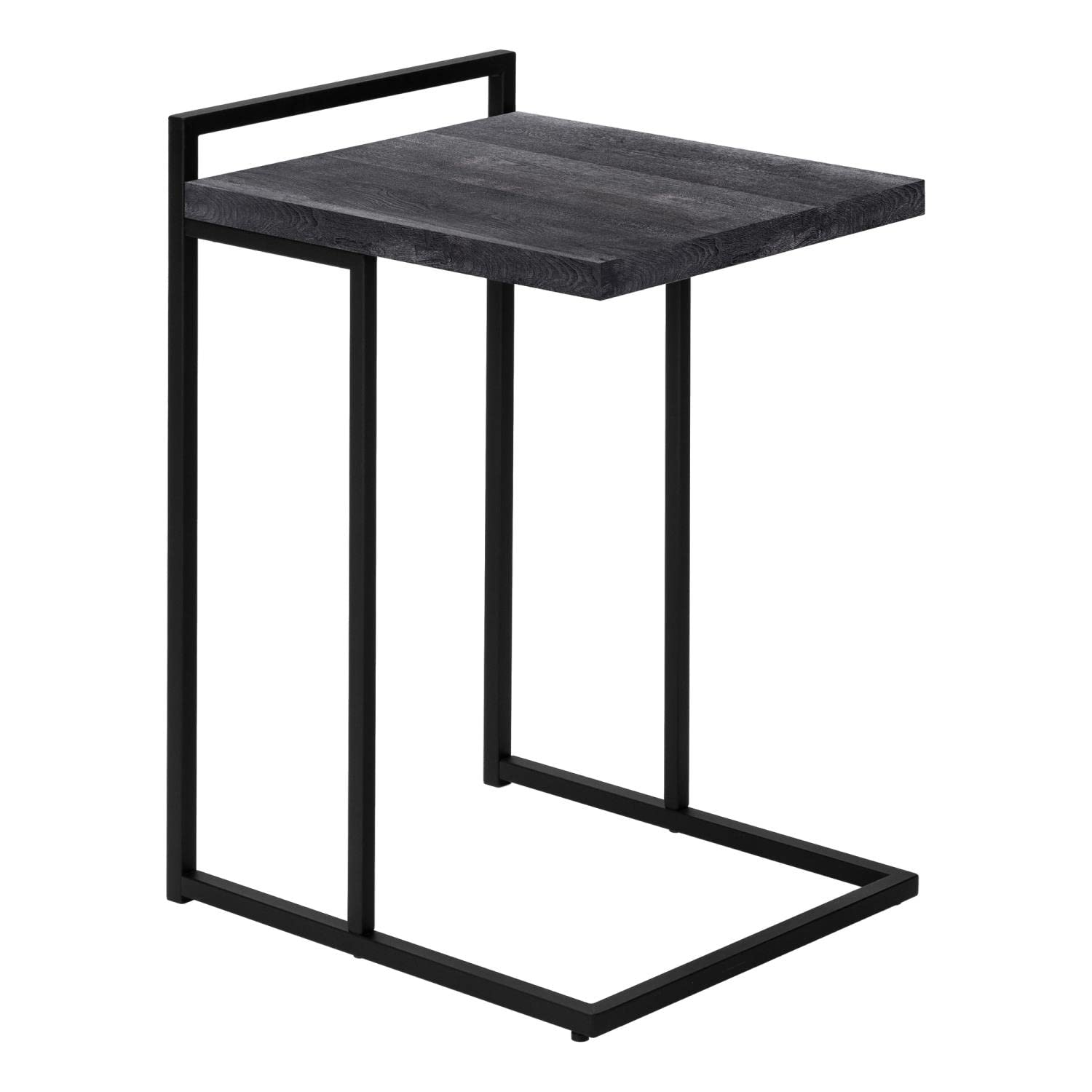 Monarch Specialties 3633 Accent Table, C-shaped, End, Side, Snack, Living Room, Bedroom, Laminate, Contemporary, Modern Table-25, 16&quot; L x 18.25&quot; W x 26.5&quot; H, Black Reclaimed Wood-Look/Black Metal
