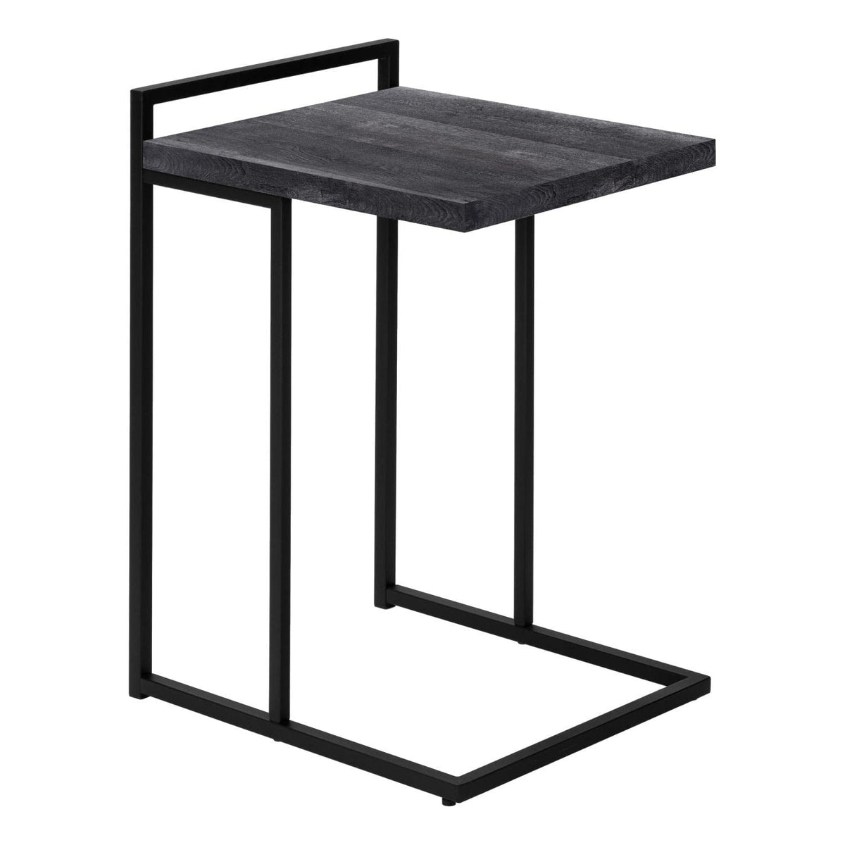 Monarch Specialties 3633 Accent Table, C-shaped, End, Side, Snack, Living Room, Bedroom, Laminate, Contemporary, Modern Table-25, 16" L x 18.25" W x 26.5" H, Black Reclaimed Wood-Look/Black Metal