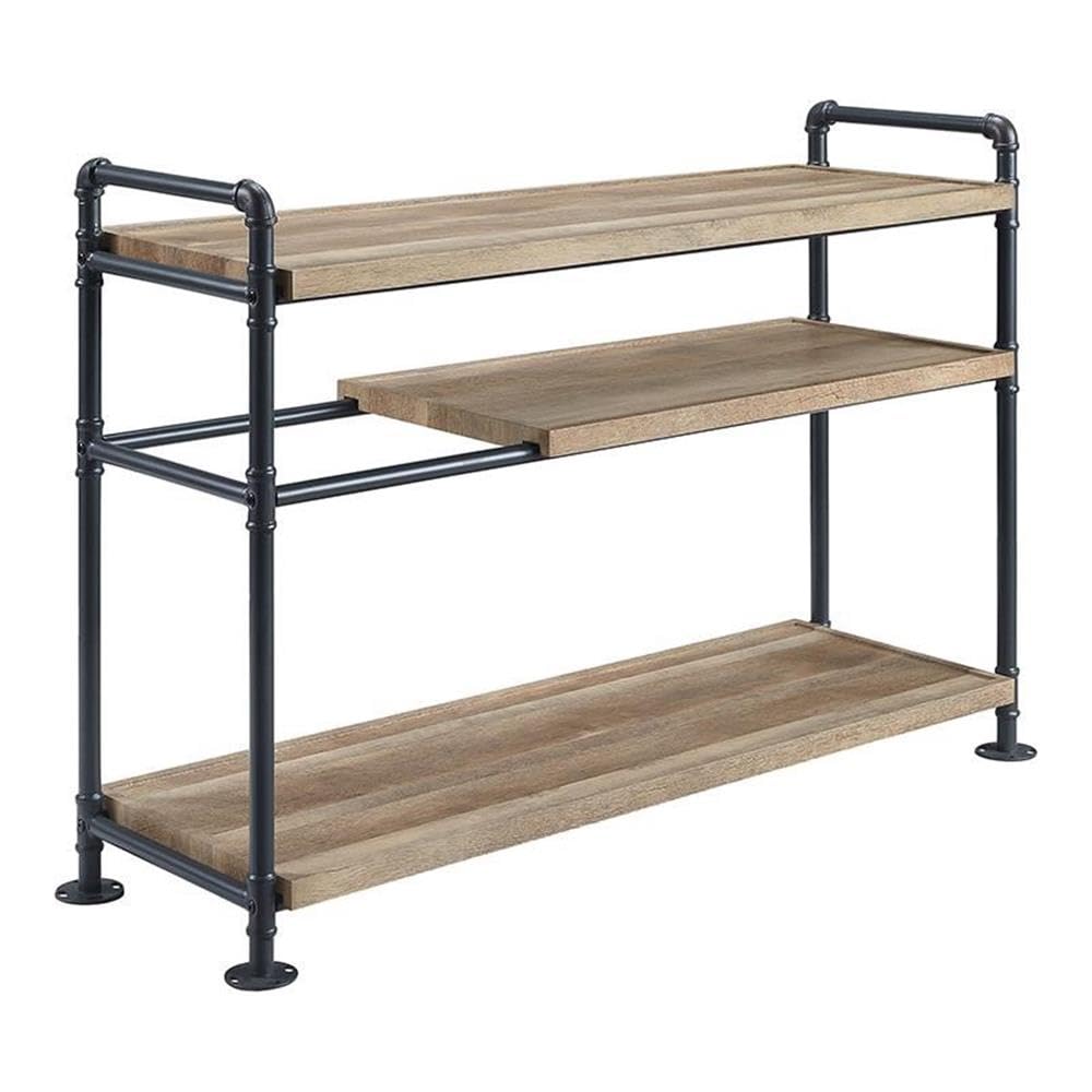 Acme Brantley Bookshelf with 3 Wooden Shelves in Oak and Sandy Black