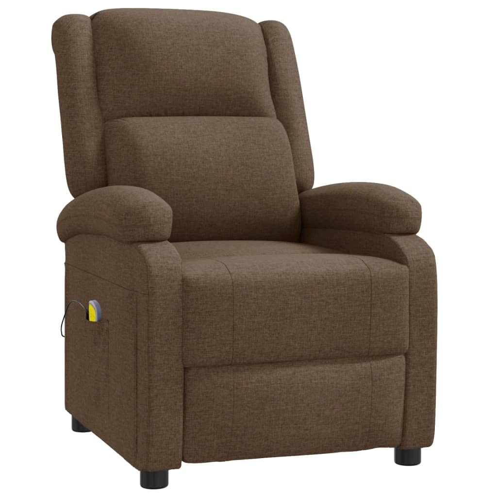 vidaXL Massage Recliner Brown Fabric