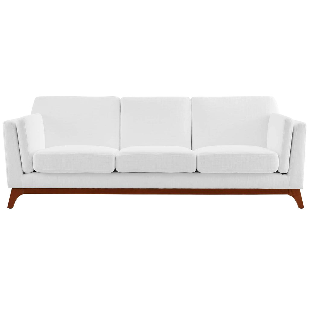 Modway Chance Mid-Century Modern Upholstered Fabric Sofa In White