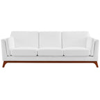 Modway Chance Mid-Century Modern Upholstered Fabric Sofa In White