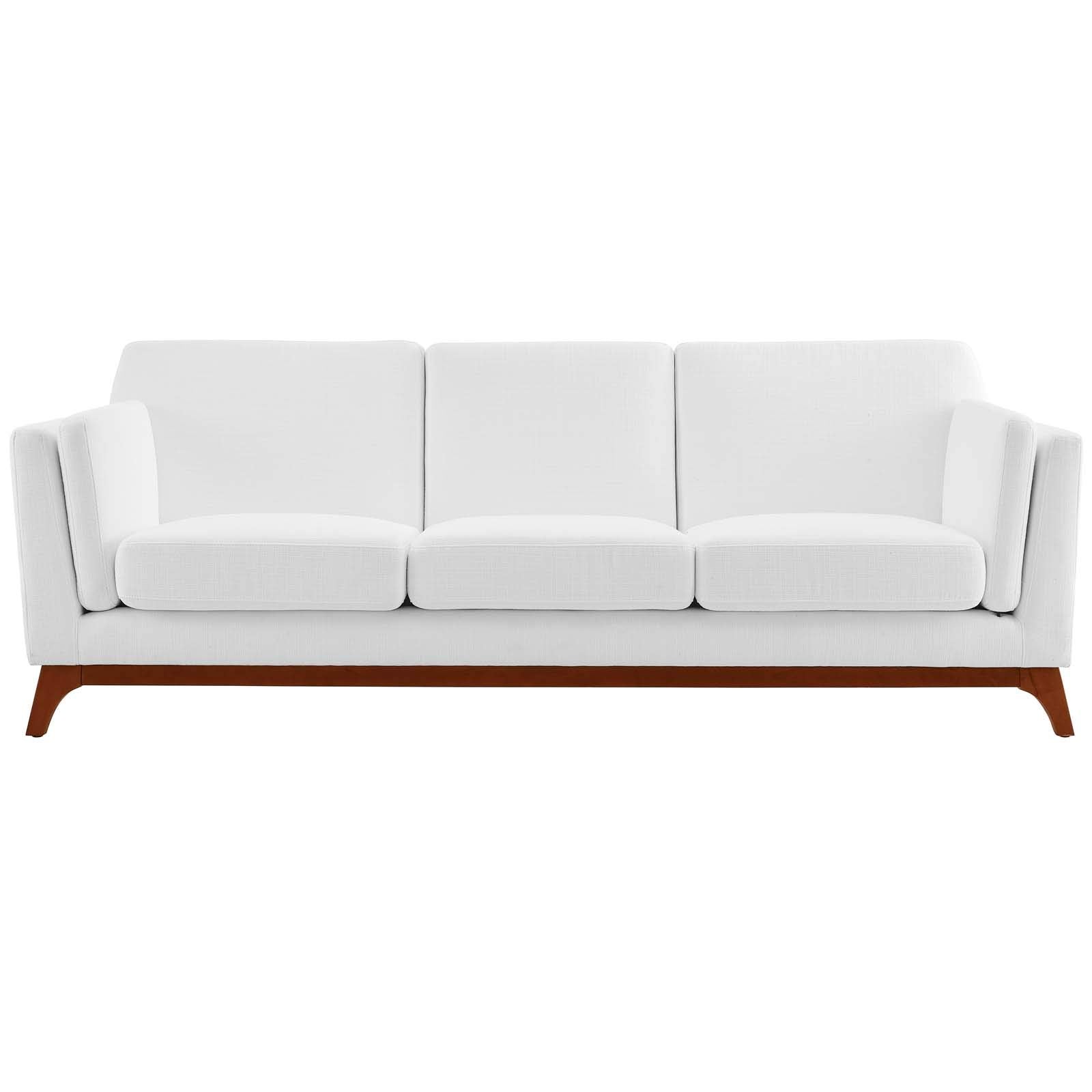 Modway Chance Mid-Century Modern Upholstered Fabric Sofa In White