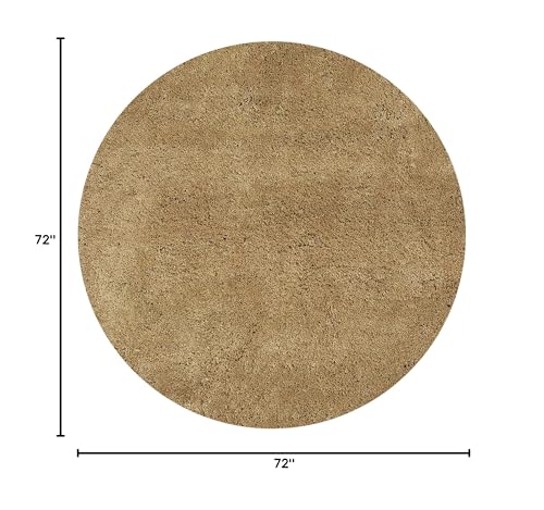 HomeRoots Polyester 6' Gold Round Indoor Shag Rug