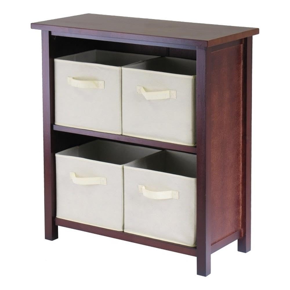 Winsome Verona Storage/Organization, 4 Small, Walnut/Beige