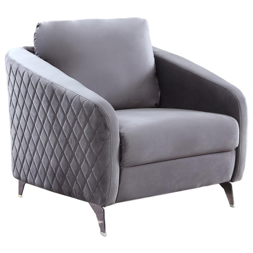Lilola Home Sofia Gray Velvet Modern Chic Accent Armchair