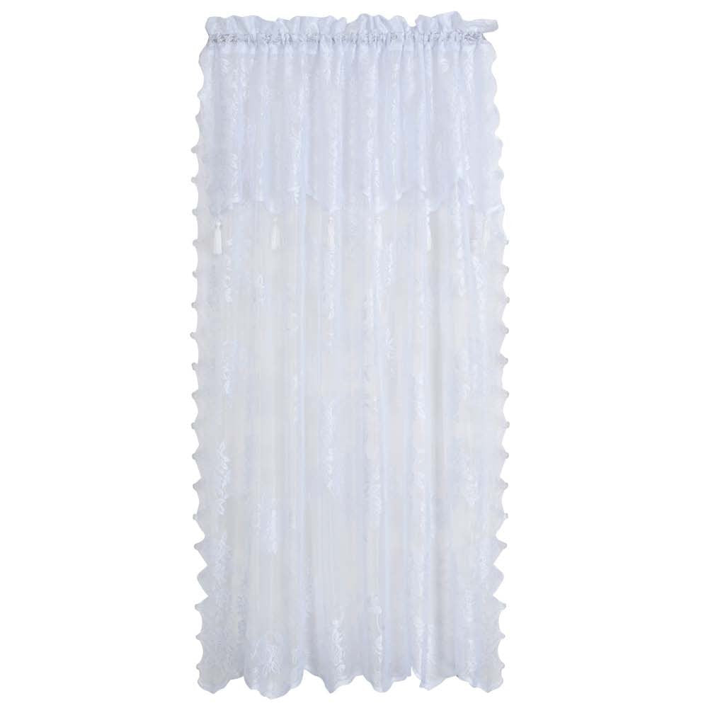 Renaissance Home Fashion Style Master Stylemaster Home Products Carly Lace Panel with Attached Valance, 56 by 63-Inch Plus 17-In