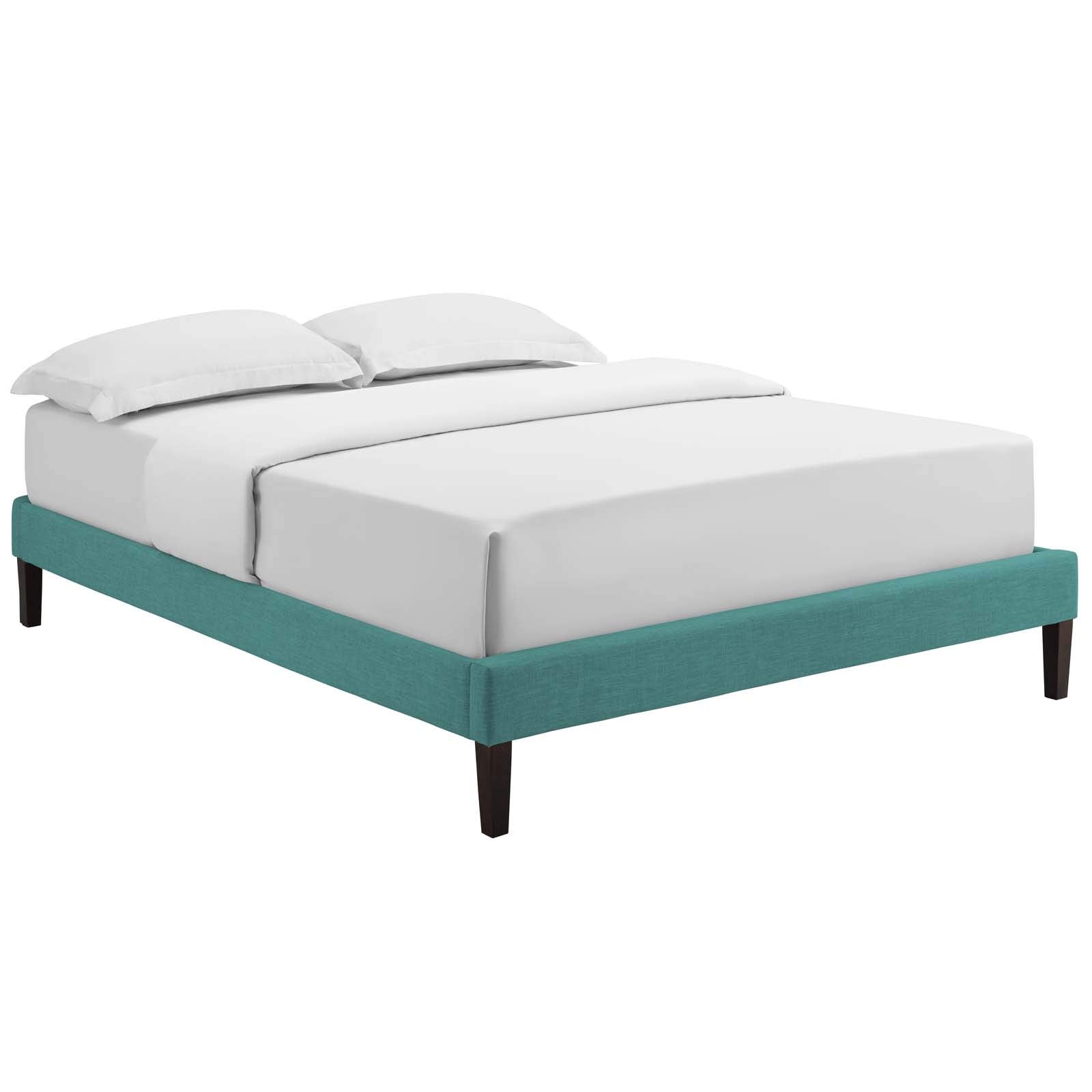 Modway Tessie Upholstered Queen Platform Bed Frame With Wood Slat Support In Teal