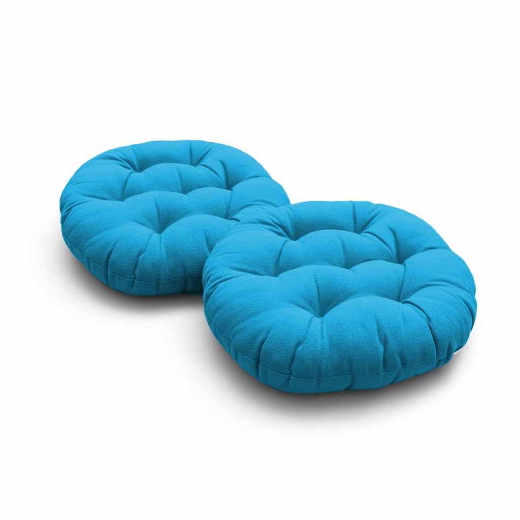 Daddy Cool Round Chair Cushion Set Of 2 | Soft Cotton Filled Seat Pad With Tie Strings | Nonslip Cushion For Dining, Office Cha