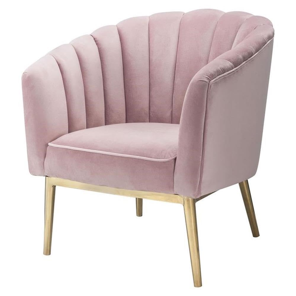 Acme Colla Velvet Upholstery Accent Chair in Blush Pink and Gold