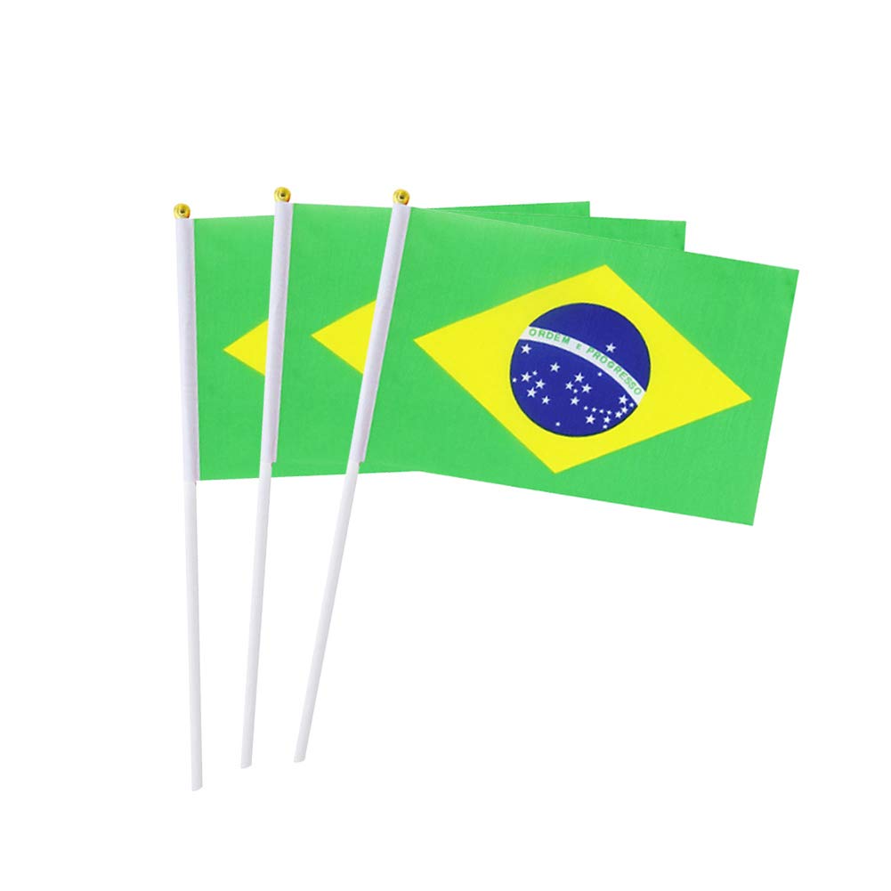 Brazil Flag Brazilian Hand Held Mini Small Stick Flags For Party Classroom Garden Olympics Festival Clubs Parades Parties Desk D