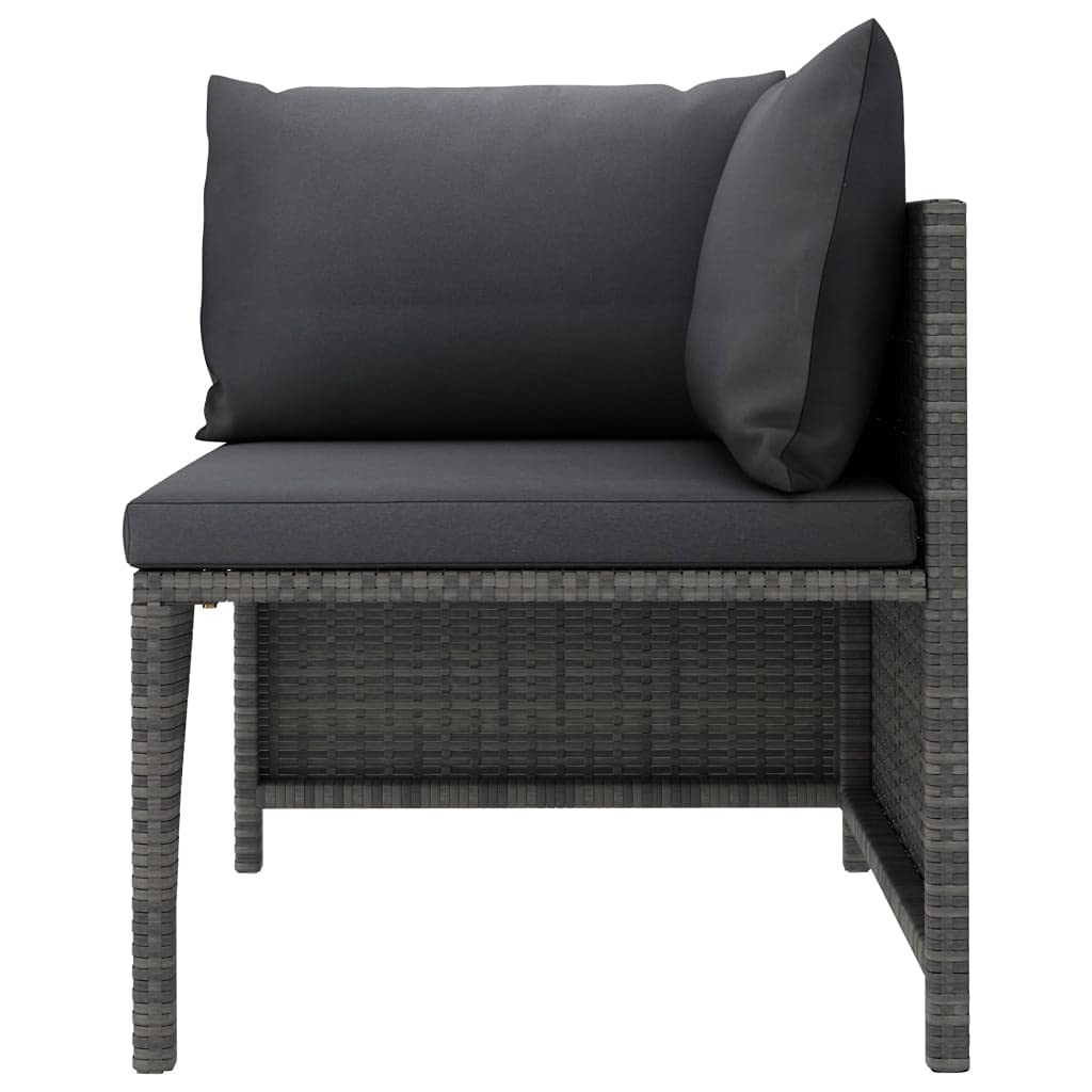 vidaXL 2-Seater Outdoor Garden Sofa with Cushions, Gray Poly Rattan Patio Set with Removable and Washable Polyester Covers, Lightweight for Easy Movement