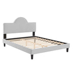 Modway Performance Velvet Queen Bed in Light Gray Platform