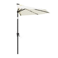 C-Hopetree 9 ft Half Round Outdoor Patio Market Wall Umbrella with Solar LED Lights and Tilt, Ivory