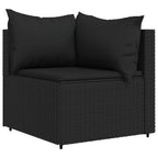 vidaXL Patio Corner Sofas – 2 pcs with Cushions, Made of Black Poly Rattan with Powder-Coated Steel Frame, Comes with Thickly Padded Cushions, Stylish and Comfortable Outdoor Furniture