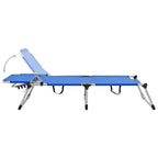 vidaXL Extra High Folding Senior Sunbed Patio Garden Outdoor Terrace Yard Furniture Camping Day Bed Chair Cot Sun Lounger Blue Aluminum