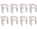 Rivova Modern Barrel Dining Chairs Set Of 8, Linen Upholstered Accent Side Chair With Arms Comfy Makeup Vanity Chairs, Dining Li