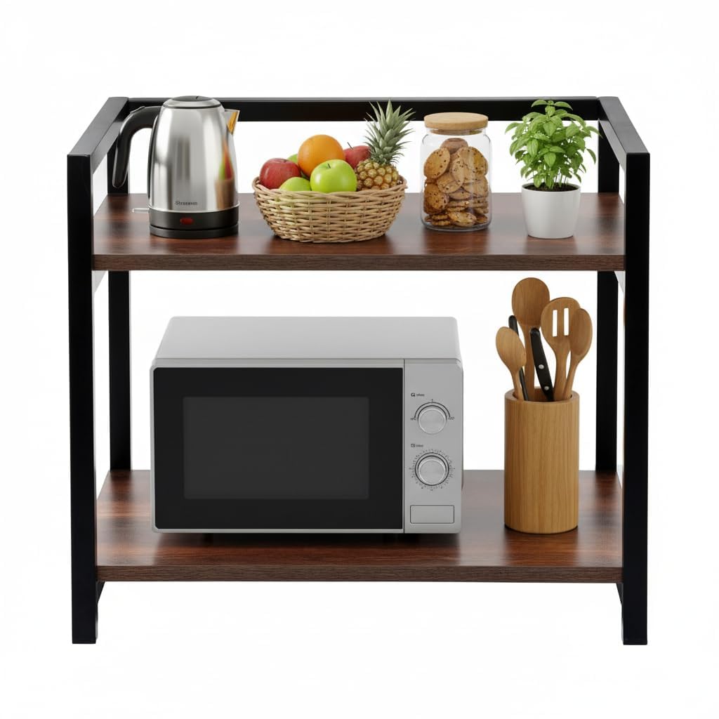 Rellon Microwave Stand,Kitchen Rack Oven Rack 2Tier Counter Shelf,Space Saving Organizer, Two Layers Counter Top Organizer For 