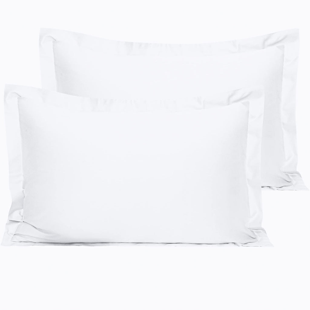 Ntbay 2 Pack 500 Thread Count 100% Egyptian Cotton Queen Pillow Shams, Super Soft And Breathable Oxford Pillowcases For Bed, 20X30 Inches, White