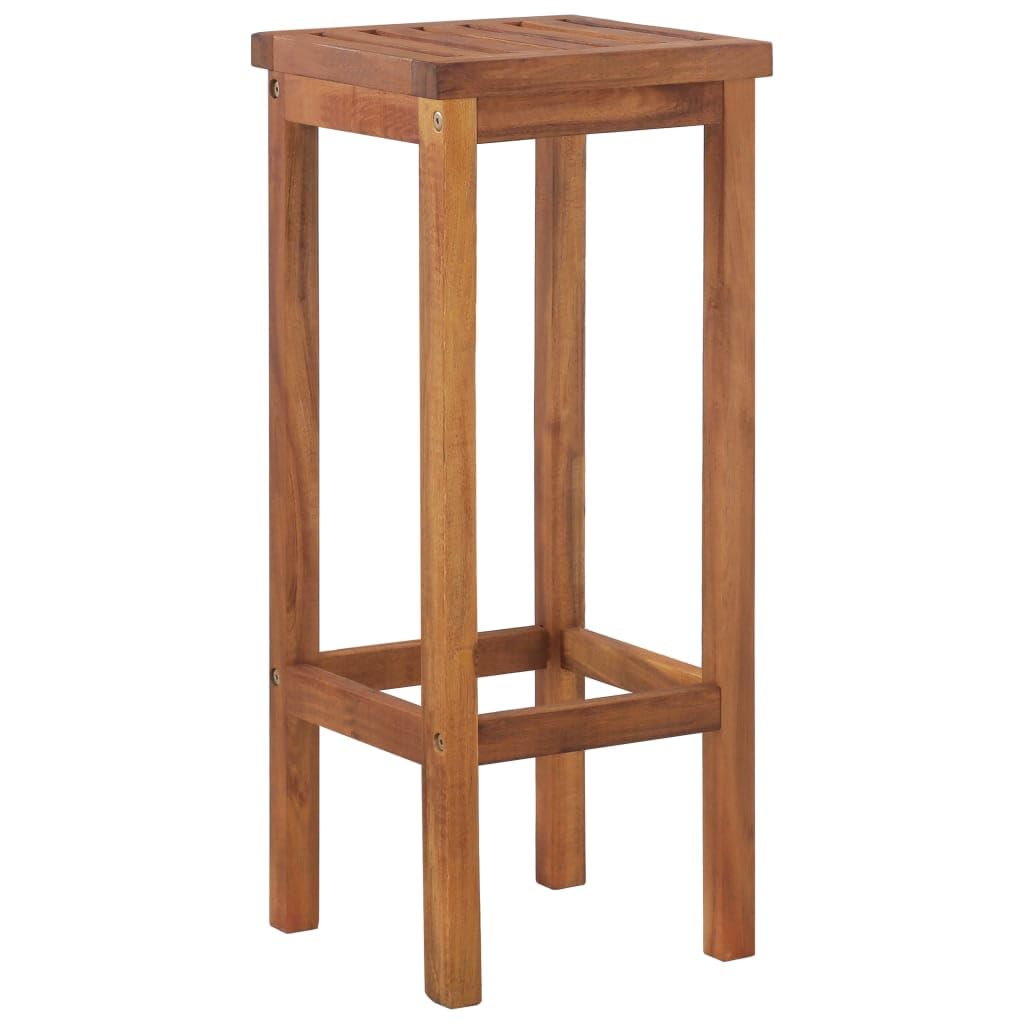 vidaXL Solid Acacia Wood Bar Chairs - Set of 2, Brown - Weather Resistant, Easy to Assemble, Farmhouse/Retro Style, Comfortable Footrest
