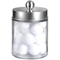 Amolliar Apothecary Jars Bathroom Vanity Organizer -Countertop Canister Jar with Storage Lid - Qtip Dispenser Holder Glass for Q