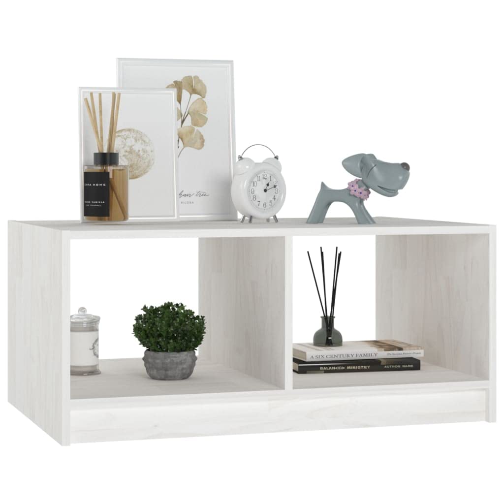 vidaXL Coffee Table White 29.5"x19.7"x13.2" Solid Pinewood