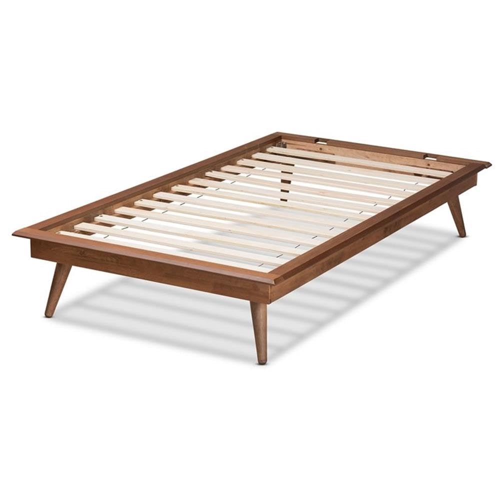 Baxton Studio Karine Mid-Century Modern Walnut Brown Finished Wood Twin Size Platform Bed Frame