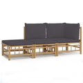 vidaXL Bamboo 3 Piece Lounge Set, Patio Furniture with Dark Gray Cushions, Modular Design for Outdoor Living, Practical Table an