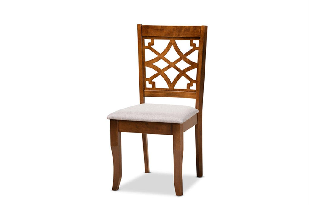 Baxton Studio Mael Modern and Contemporary Grey Fabric Upholstered and Walnut Brown Finished Wood 7-Piece Dining Set