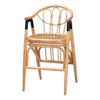 bali & pari Cyntia Bohemian Natural Rattan Counter Stool, Natural/Black (235-13349-HiT)