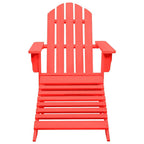 vidaXL Solid Fir Wood Adirondack Patio Chair with Detachable Ottoman, Red - Classy, Comfortable Outdoor Seating