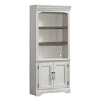 Intercon Drake Home Office 76" Wide Bunching Bookcase with Door, Rustic White & French Oak