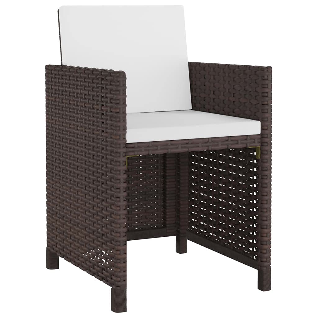 vidaXL 11 Piece Patio Dining Set with Cushions Poly Rattan Brown