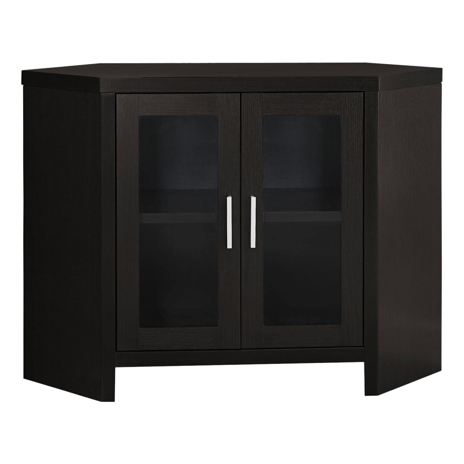 Monarch Specialties Cappuccino Corner With Glass Doors Tv Stand, 42&quot;, Brown