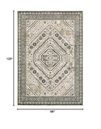 HomeRoots 508983 8 x 10 ft. Ivory Gray Black & Ivory Oriental Power Loom Stain Resistant Rectangle Area Rug