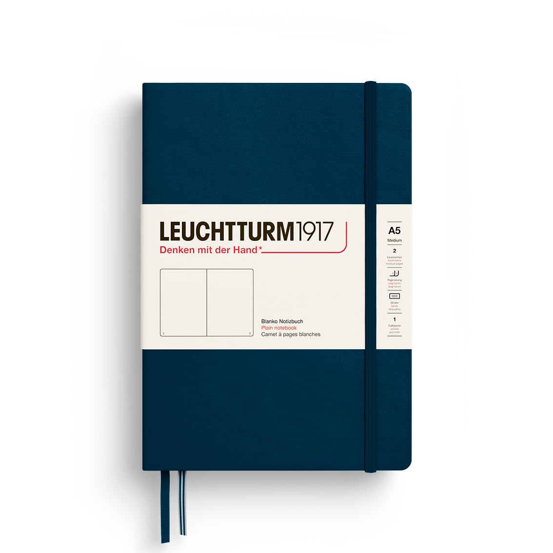 Leuchtturm1917 - Notebook Hardcover Medium A5-251 Numbered Pages For Writing And Journaling - Thinking Ahead (Plain Paper, Deep