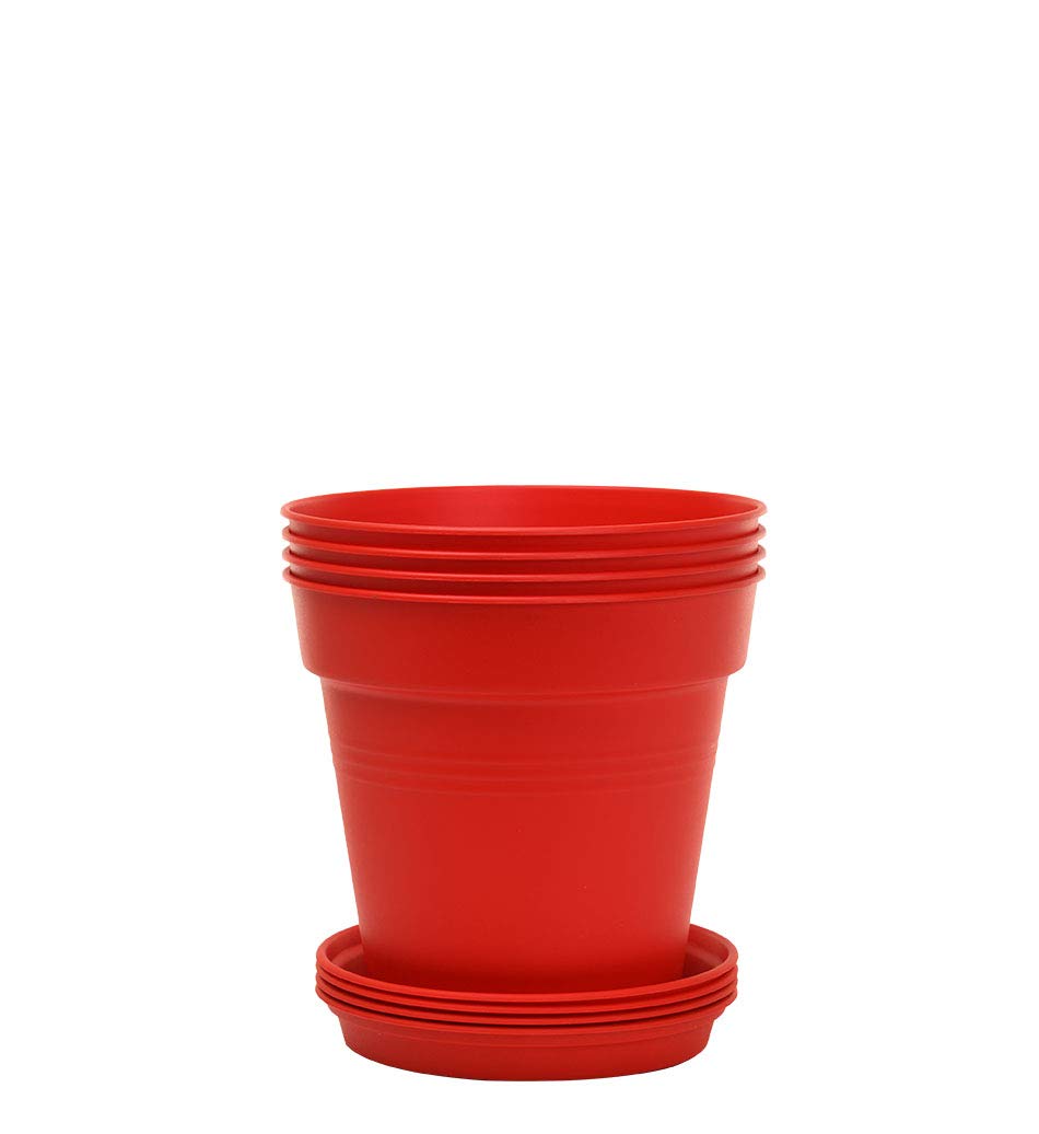 Mintra Home Garden Pots 4Pk (Red, 11Cm Diameter (4.3In))
