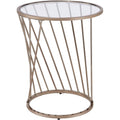 Acme Bluelipe Round Glass Top End Table in Gold and Champagne