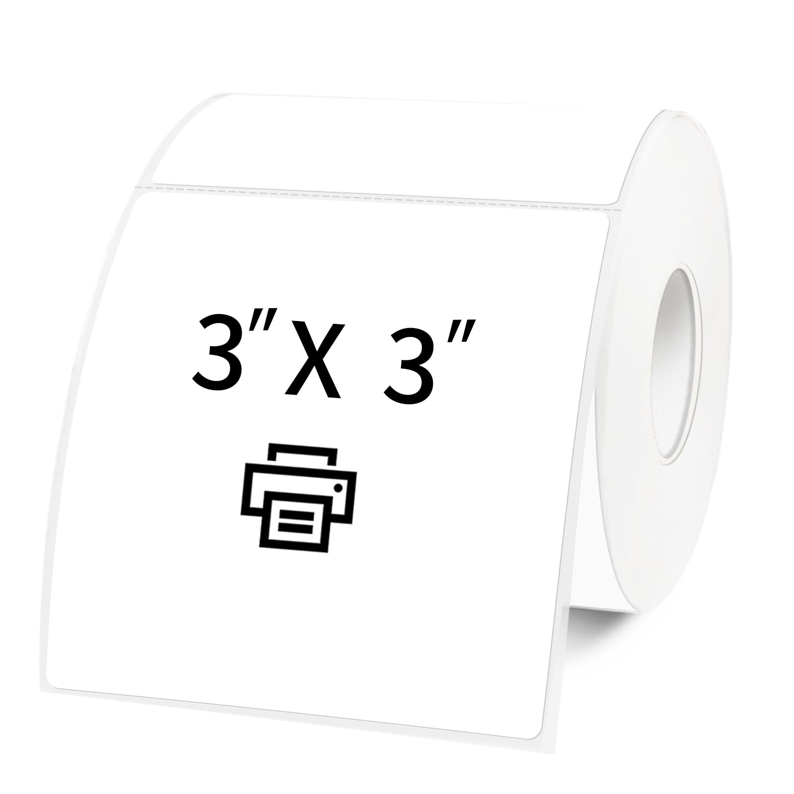 Yeachlaing 3 'X 3 ' White Square Thermal Label Stickers,Self-Adhesive Square Direct Thermal Labels,500 Sheets With Perforation