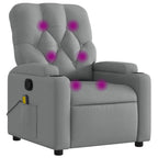 vidaXL Massage Recliner Chair Light Gray Fabric - Manual Recline, 6-Point Vibration Massage, Cup Holders, Side Pocket, Sturdy Wood/Metal Frame