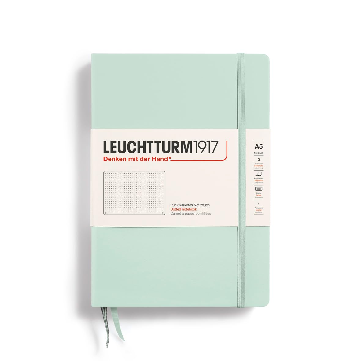 Leuchtturm1917 - Natural Colors - Hardcover Notebook - 251 Numbered Pages (Dotted Paper, Mint Green)